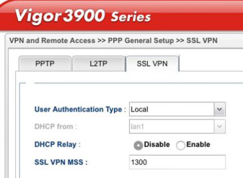 VPN Remote Access >> PPP General Setup >> SSL VPN