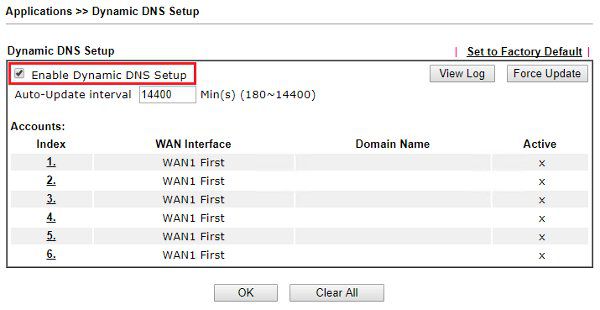 Applications >> Dynamic DNS Setup
