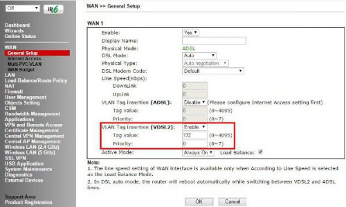 WAN >> General Setup >> WAN1