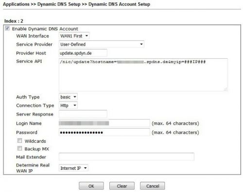 Applications >> Dynamic DNS Setup >> Dynamic DNS Account Setup