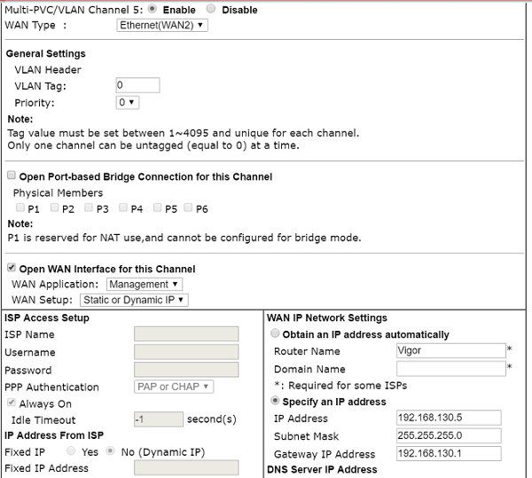 WAN >> Multi-PVC/VLAN