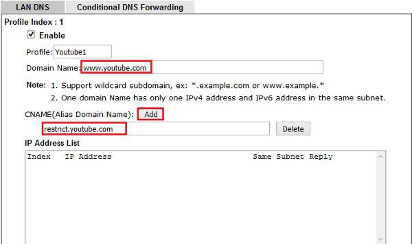 Applications >> LAN DNS