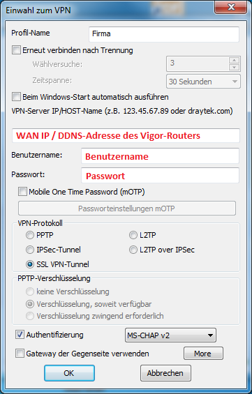 Konfiguration Smart VPN Client