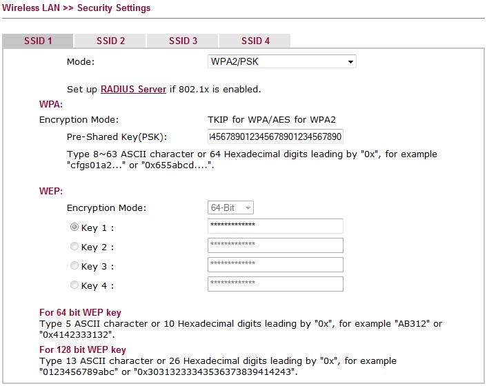 Wireless-LAN >> Security-Settings